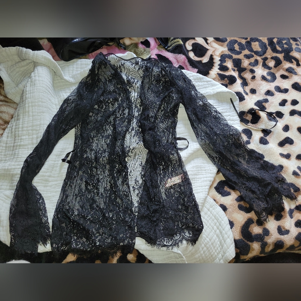 Lace lingerie robe